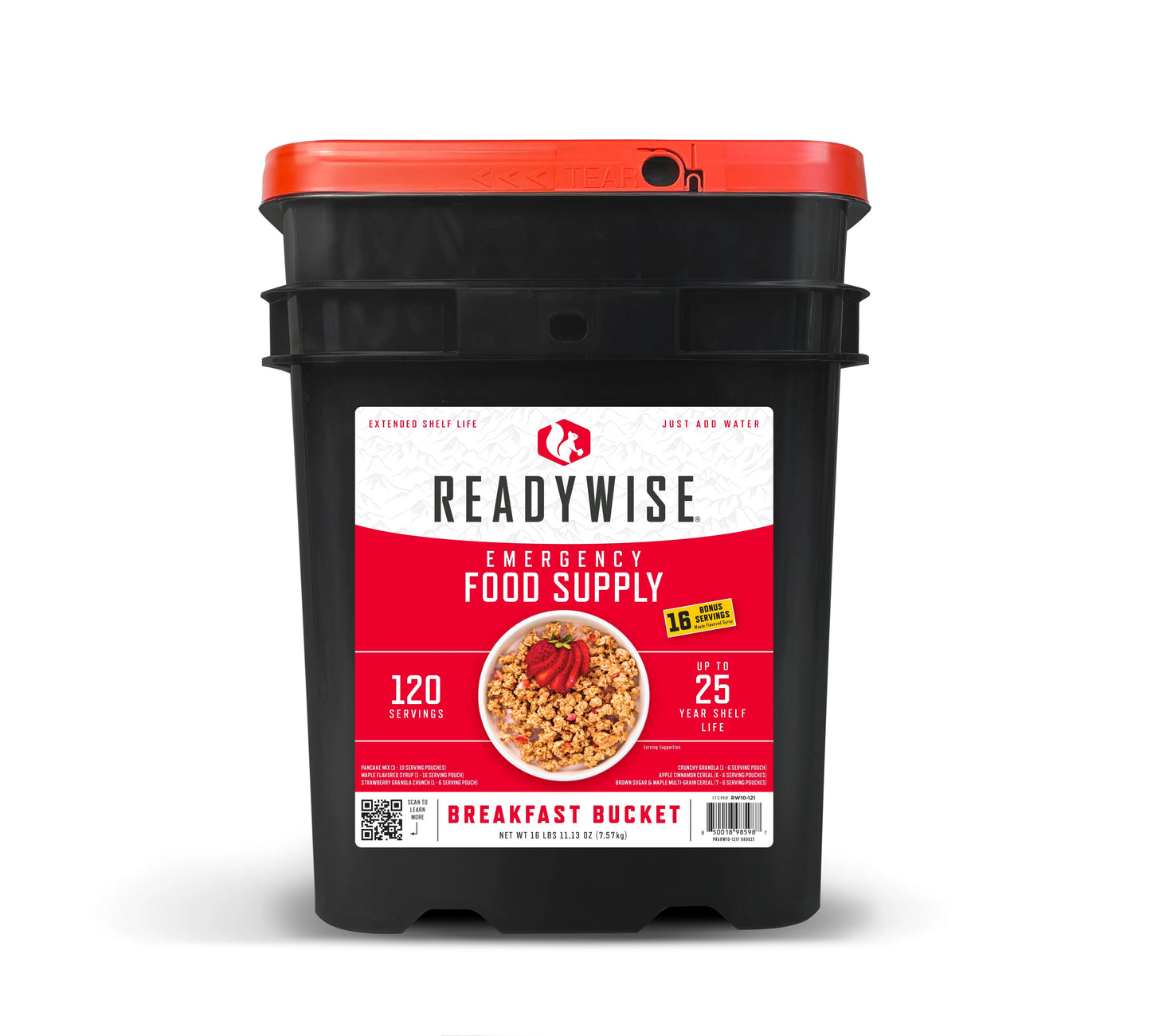 Emergency Food Supply Breakfast Bucket (120 Servings) - 25 Year Shelf Life