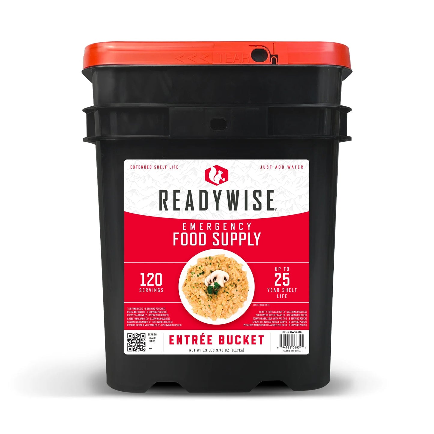 Emergency Food Supply Entrée Bucket (120 Servings) - 25 Year Shelf Life