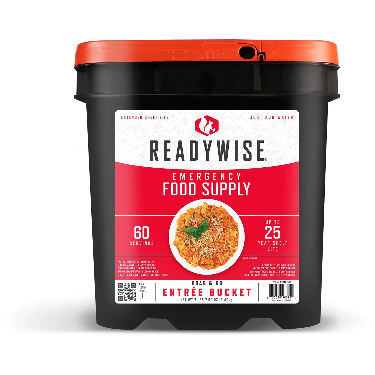 Emergency Food Supply Entrée Bucket (60 Servings) - 25 Year Shelf Life
