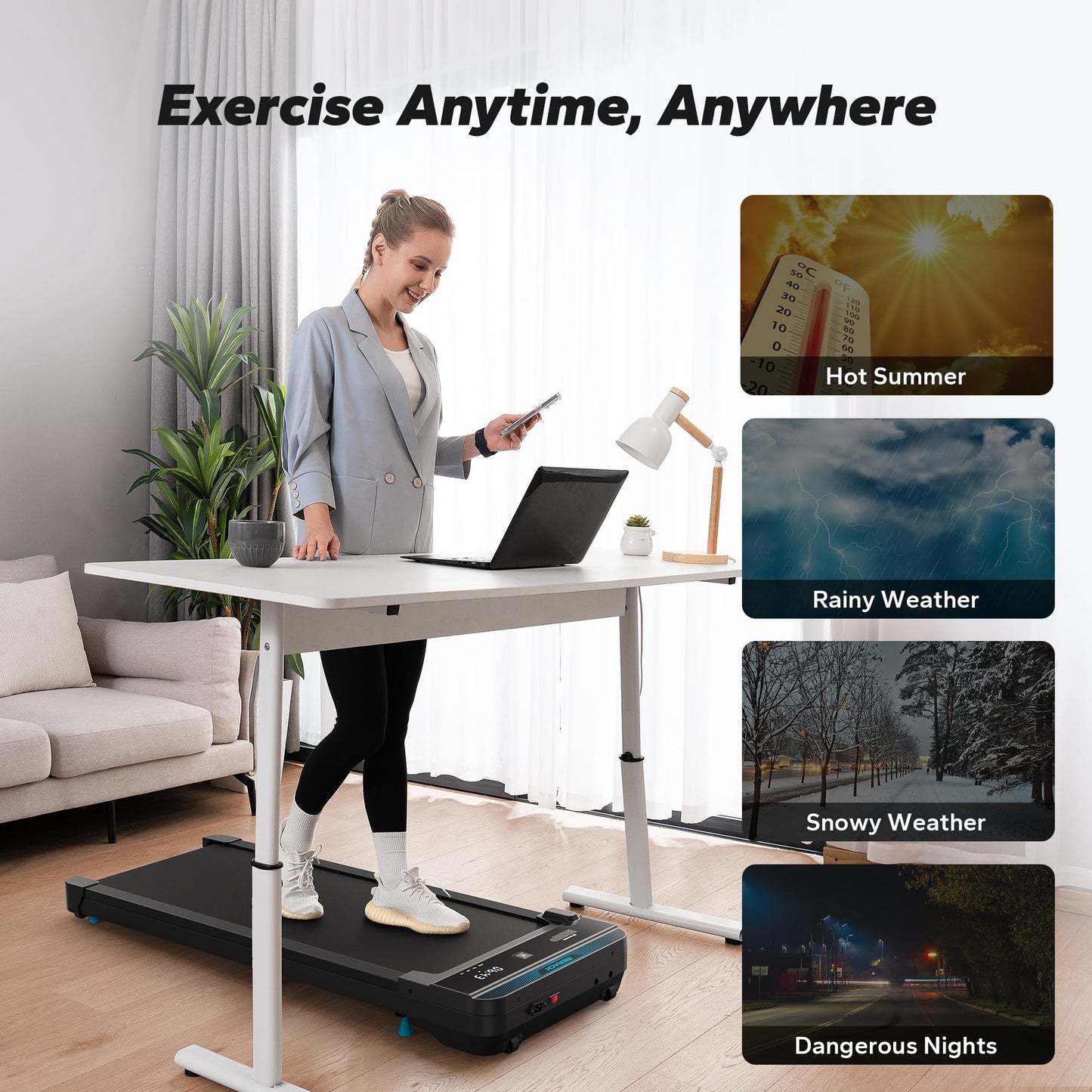 Portable Treadmill: Quiet, Compact, Under Desk Fitness