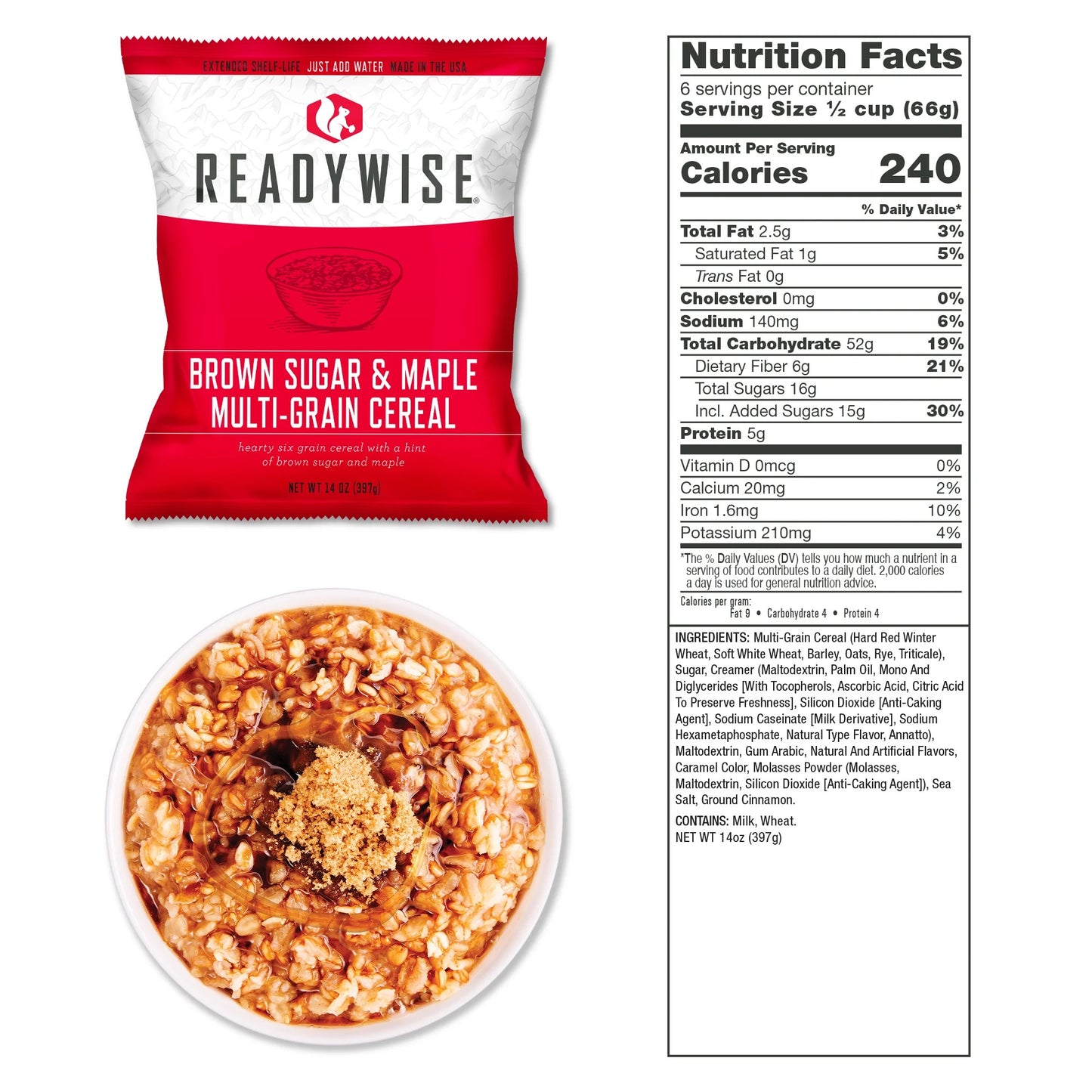Emergency Food Supply Breakfast Bucket (120 Servings) - 25 Year Shelf Life
