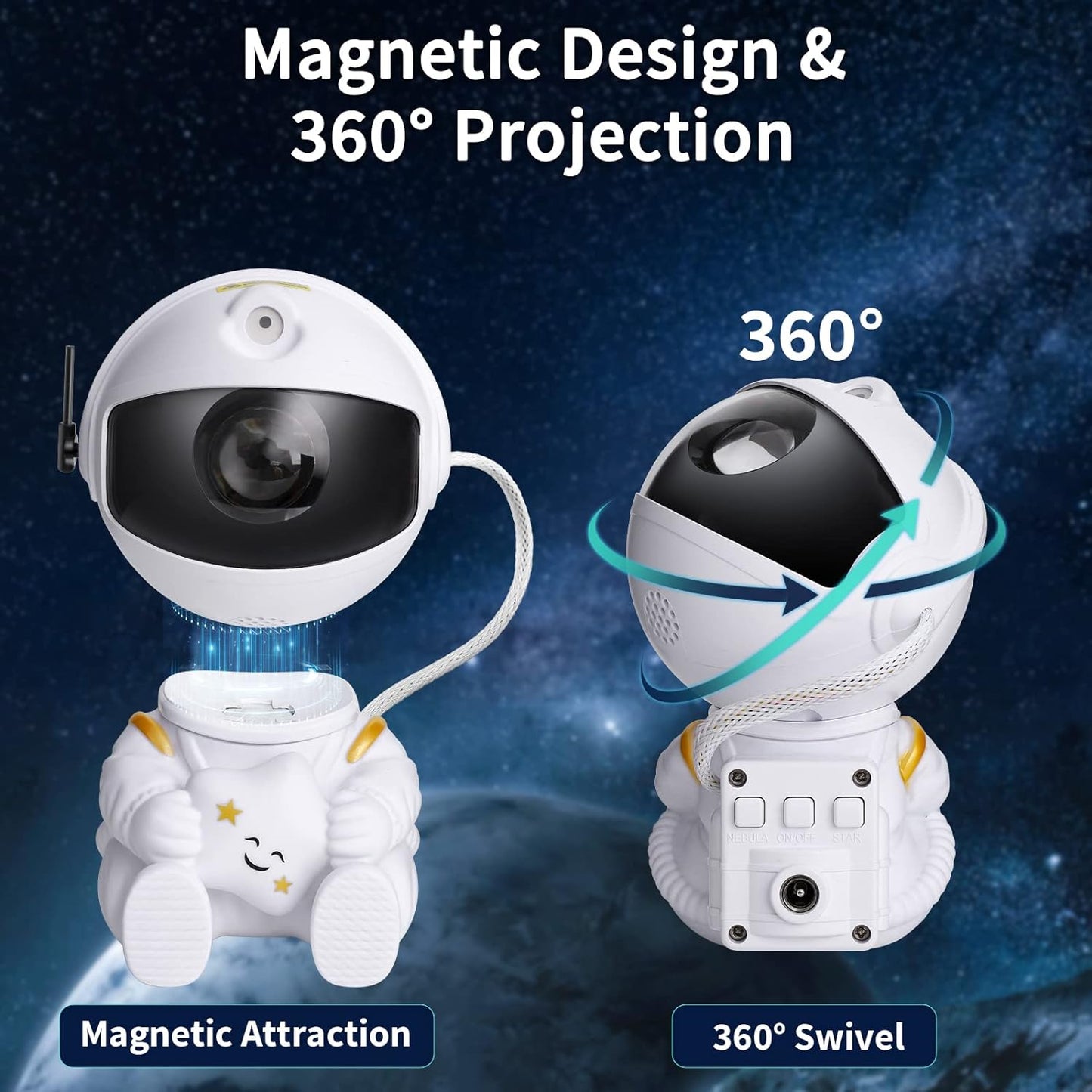 Starry Sky Projector Lamp: Astronaut LED Night Light Gift