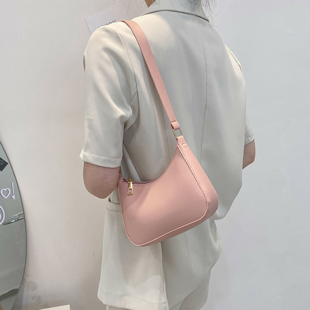 Trendy Women's PU Leather Underarm Bag - Retro Solid Color