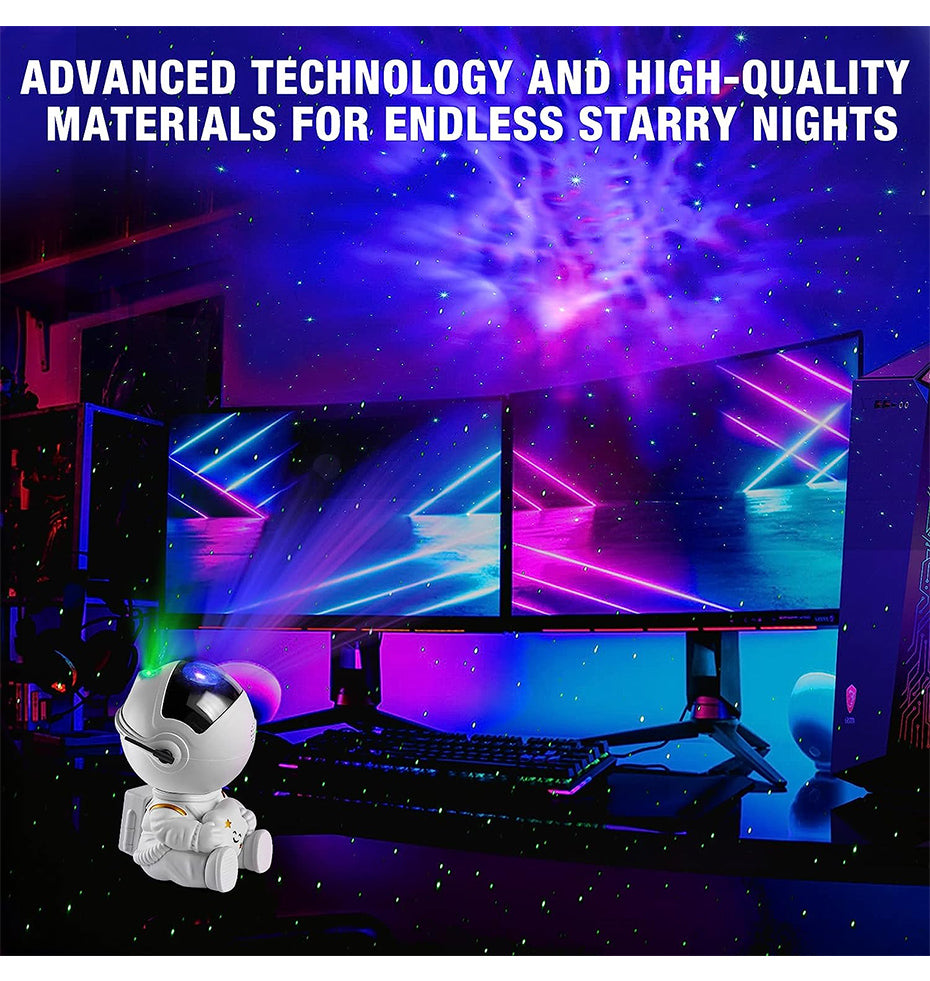 Starry Sky Projector Lamp: Astronaut LED Night Light Gift