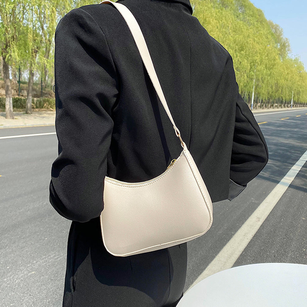 Trendy Women's PU Leather Underarm Bag - Retro Solid Color
