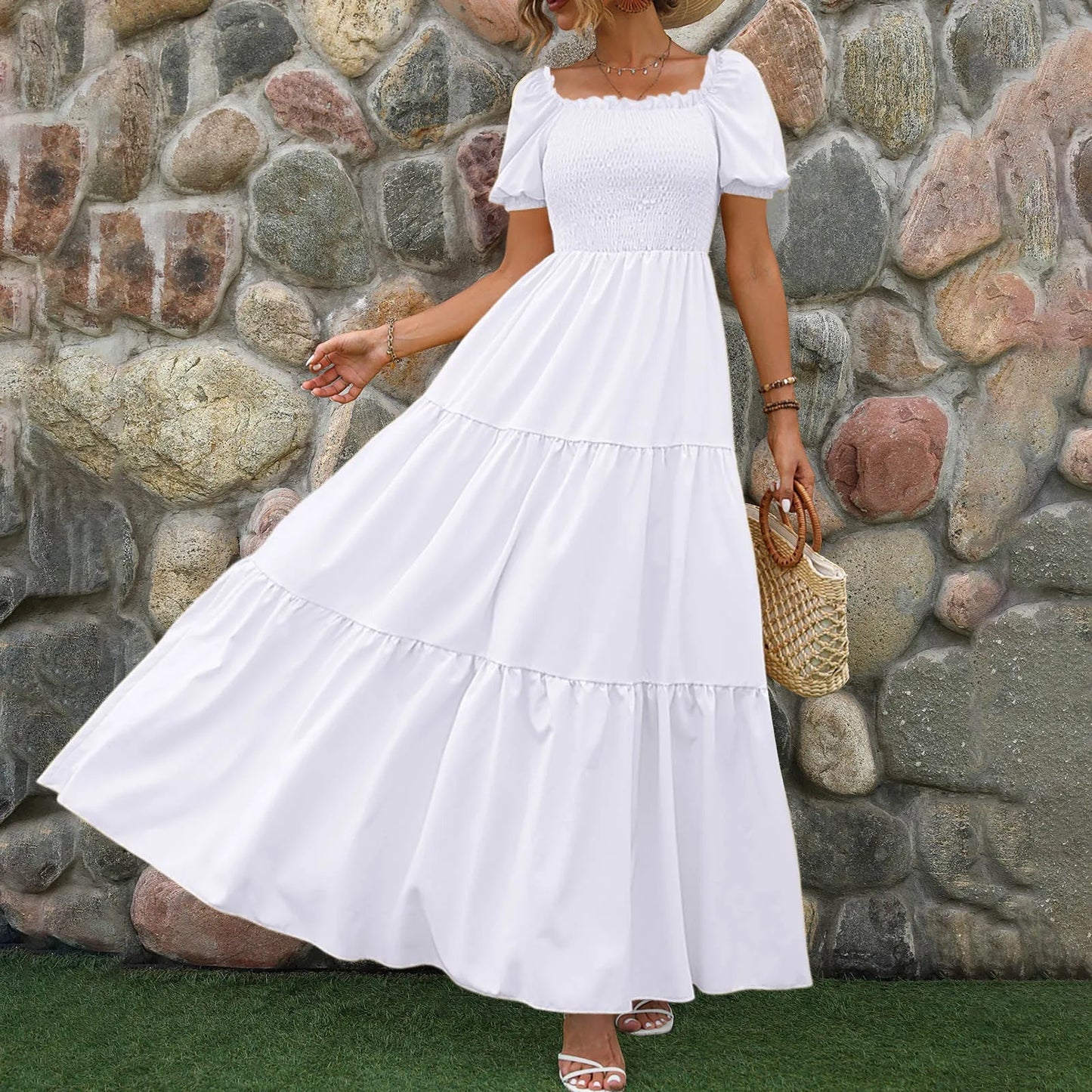 Floral Boho Dress 2024: Wrap, Crew Neck, Short Sleeve