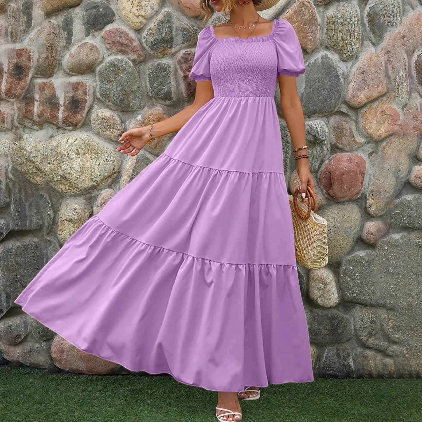 Floral Boho Dress 2024: Wrap, Crew Neck, Short Sleeve