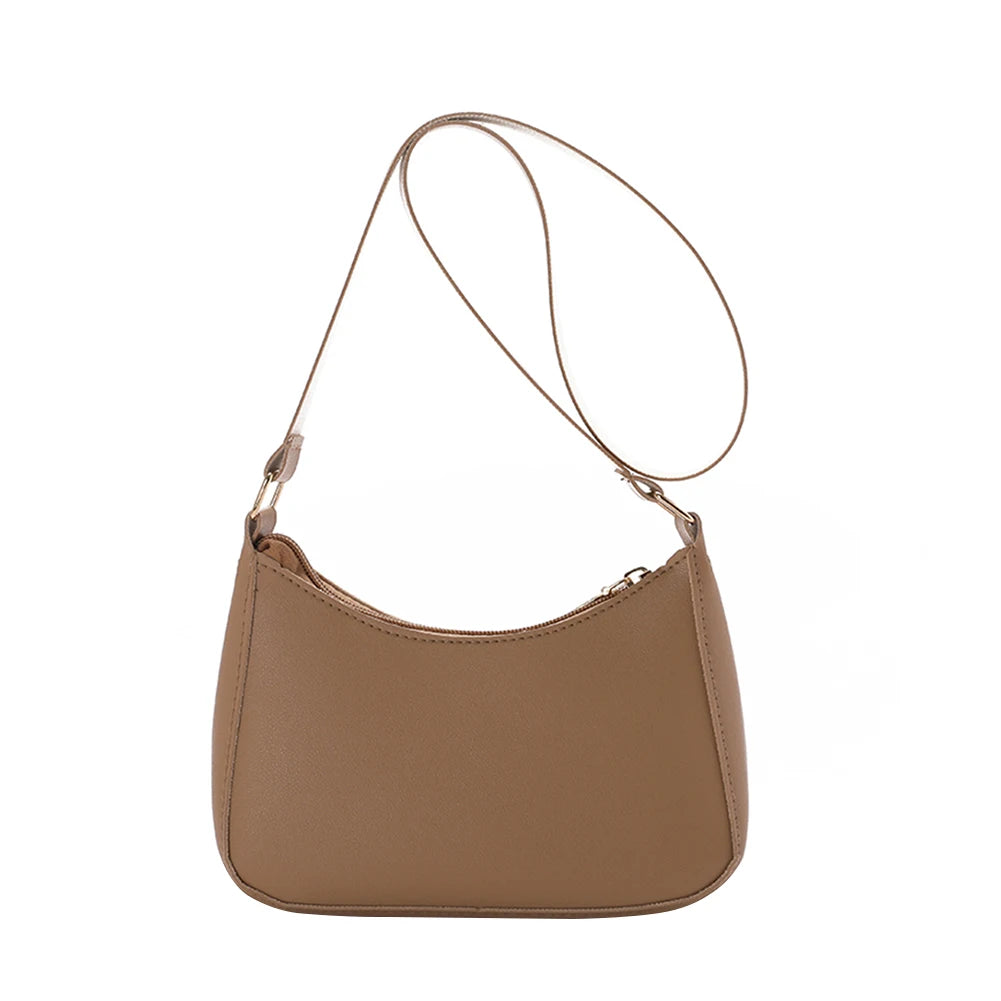 Trendy Women's PU Leather Underarm Bag - Retro Solid Color