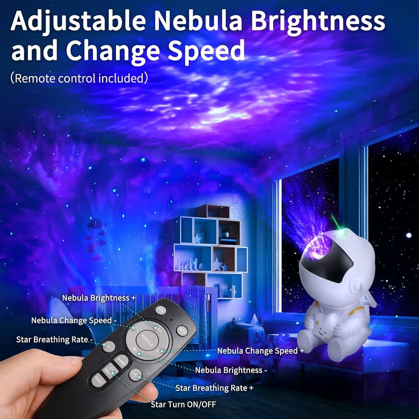 Starry Sky Projector Lamp: Astronaut LED Night Light Gift