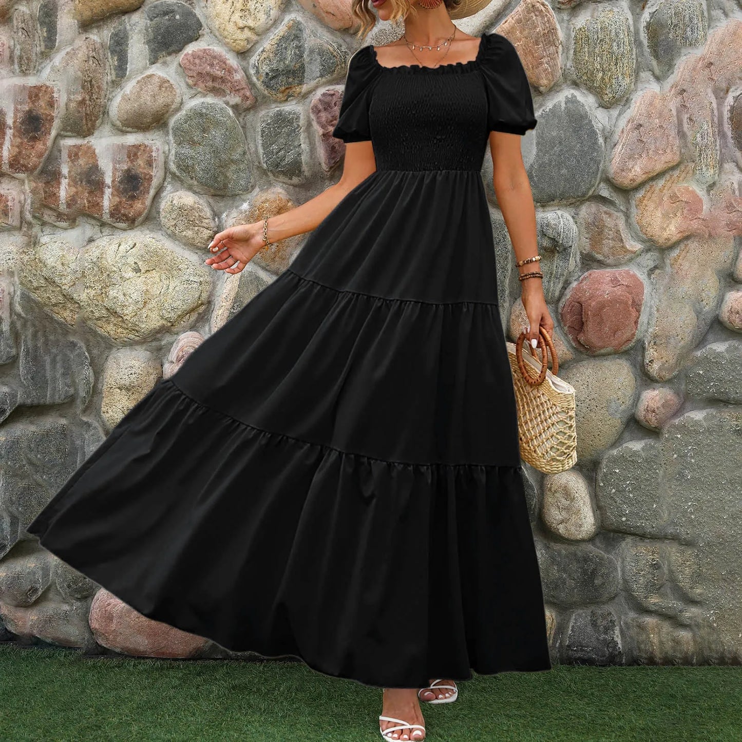 Floral Boho Dress 2024: Wrap, Crew Neck, Short Sleeve