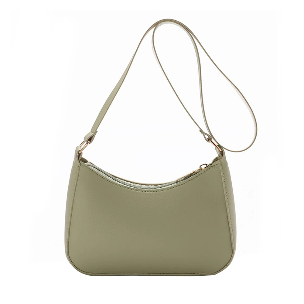 Trendy Women's PU Leather Underarm Bag - Retro Solid Color