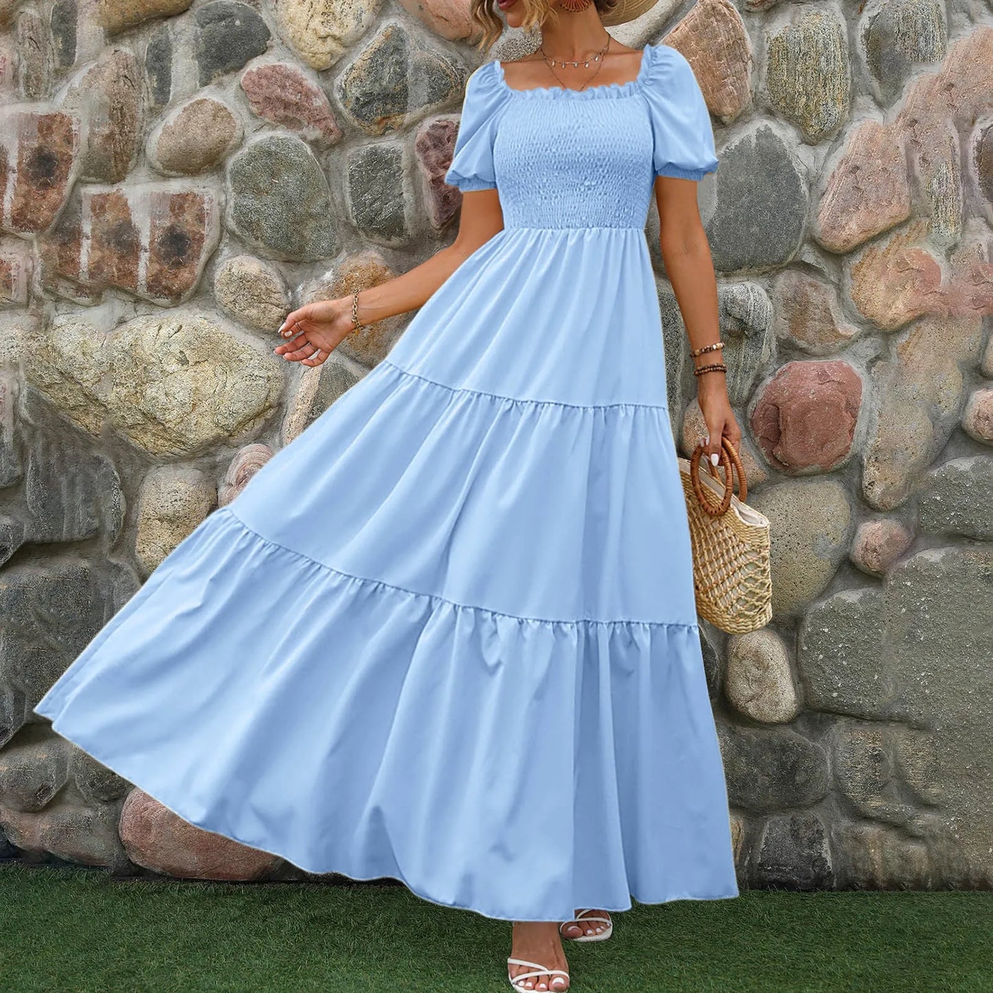 Floral Boho Dress 2024: Wrap, Crew Neck, Short Sleeve