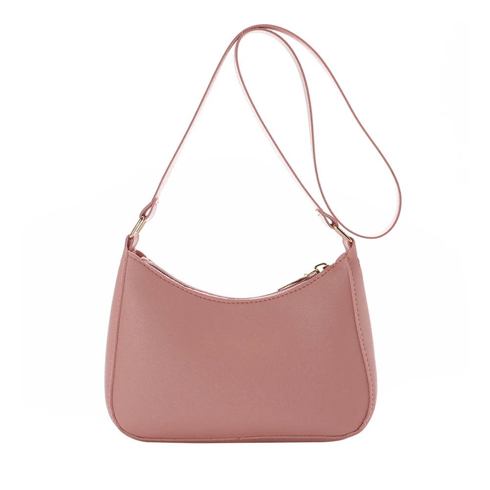 Trendy Women's PU Leather Underarm Bag - Retro Solid Color