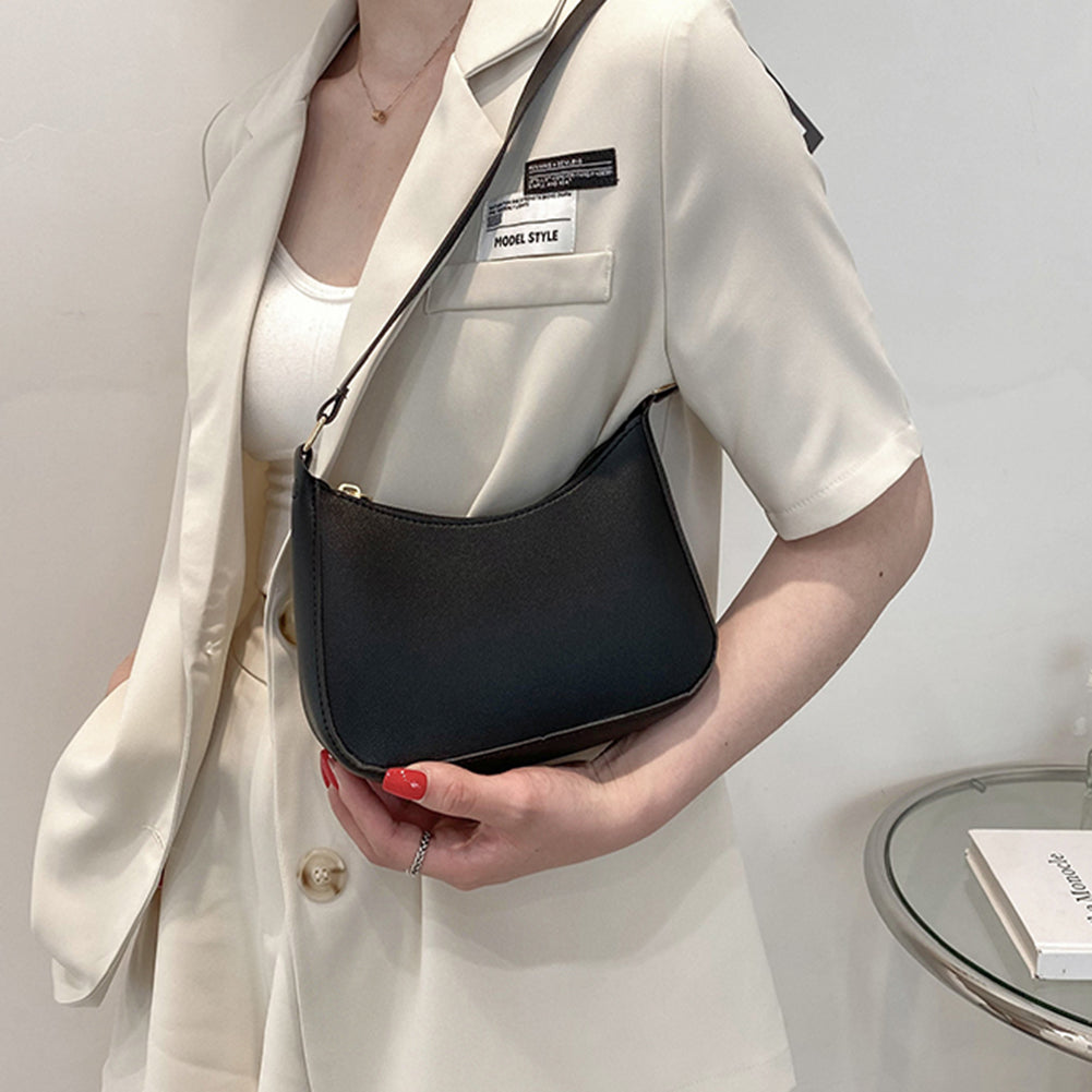 Trendy Women's PU Leather Underarm Bag - Retro Solid Color