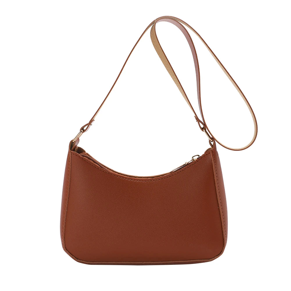 Trendy Women's PU Leather Underarm Bag - Retro Solid Color