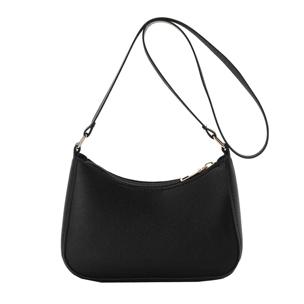 Trendy Women's PU Leather Underarm Bag - Retro Solid Color