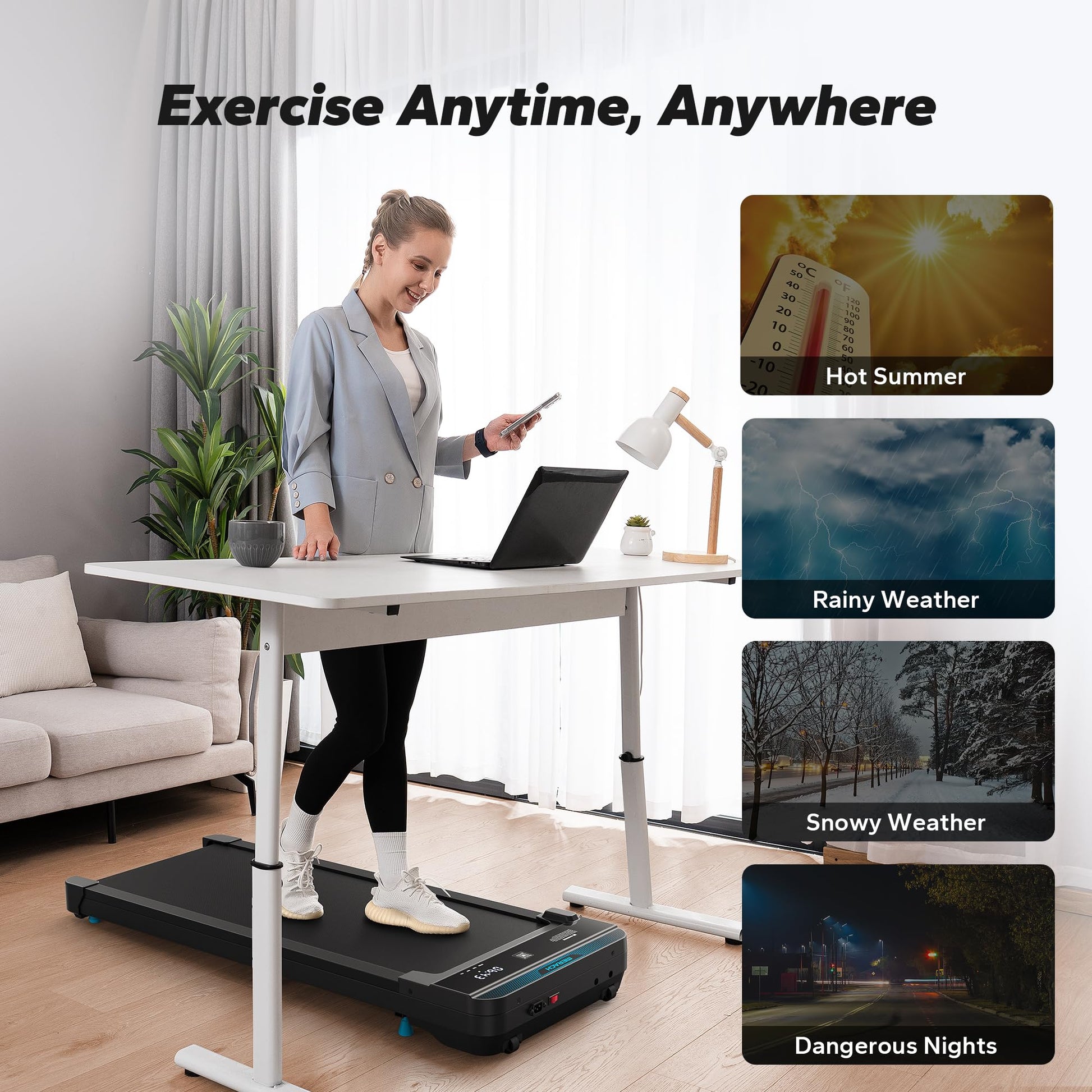 Portable Treadmill: Quiet, Compact, Under Desk Fitness