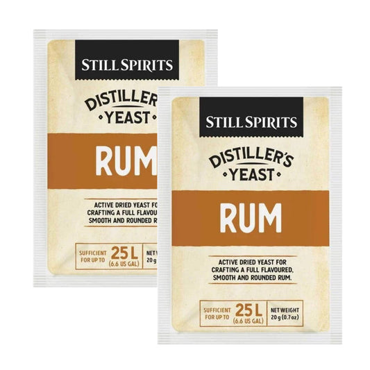 Rum Distiller's Yeast 2-Pack - Premium Still Spirits Fermentation - For 13 Gallons (40 g total)